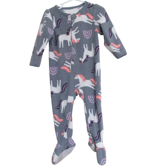 Just One You‎ Carters Unicorn Footed Sleeper Toddler Girls Size 18M Gray Zip Up - Picture 1 of 6